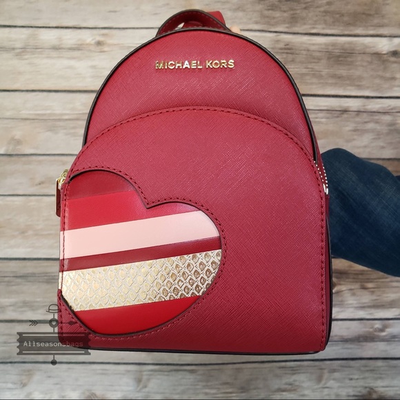 NWT Michael Kors Abbey Xs Backpack Cherry Hearts - Picture 5 of 8